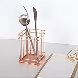 Caveen Net Pencil Square Holder Mesh Cup Iron Stationery Organizer Desk Sorter for Office Home School Rose Gold