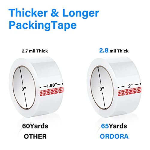 ORDORA Packing Tape, 8 Rolls Clear Packaging Tape for Moving Boxes, 520YD Total Super Sticky Shipping Tape Refill Rolls, 2.8MIL Heavy Duty Packing Tape Rolls, 2IN Width Moving Tape, Boxing Tape