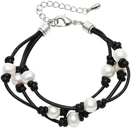 Yunhan Cultured Freshwater Pearls Wraps Bracelet Handmade Genuine Leather Bracelets for Women Jewelry