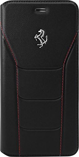 THE KASE Ferrari 488 Real Leather Flip Case for Apple iPhone 7 Plus, Black/Silver Horse