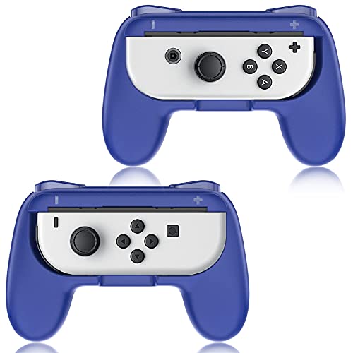 TiMOVO Grip Compatible with Nintendo Switch OLED Model 2021 / Switch Joy-Con, (2-Pack) Ergonomic Hand Grip Wear-Resistant Handle Kit Fit Switch/Switch OLED 2021 Joy-Con Controller, Indigo