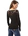 PattyBoutik Women's Henley Crochet Lace Inset Textured Blouse
