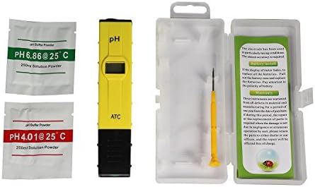 PH Pen Tester,Moniko High Accuracy Pocket Size PH Meter with ATC (Automatic Temperature Compensation) Backlit Green Light LCD 0-14 pH Measurement Range, 0.01 Resolution Handheld pH Pen Tester-Yellow