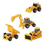 Caterpillar CAT Mini Machine Construction Toy Truck Mini Machine Set of 4, Dump Truck, Bulldozer, Wheel Loader and Excavator Free-Wheeling Vehicle Sand Box Toy Children Cake Toppers Party Favors