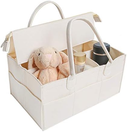 Baby心の選ぶ おむつストッカー オムツ収納バッグ フェルト製 大容量収納 蓋付き 多機能収納ボックス ふたファスナーフタ式 折りたたみ式 ベビー用品収納 赤ちゃん 小物入れ 出産準備 出産祝い ミルクホワイト Rwenzorisustainable Org
