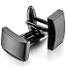 MOWOM Silver Tone Black 2PCS Stainless Steel Cufflinks Shirt Wedding Business