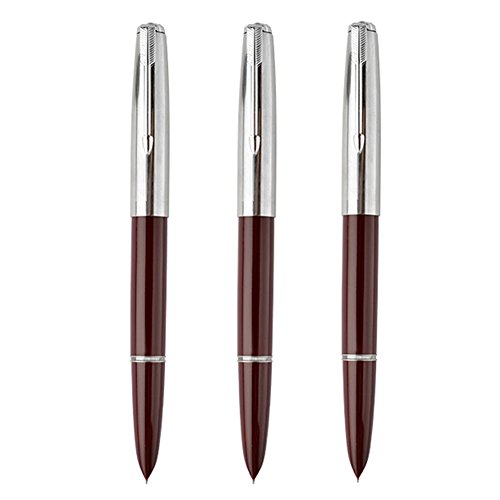 HERO 616 Fountain Pens Regular/ Small Size Vintage Hooded Fine Nib Pack of 3 Black Green Red (Regular, Red / 3 pack)