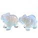 JOVIVI 2pc Natural Carved Gemstones Elephant Figurine 1.5'' Room Decoration, with Gift Box (Opalite)