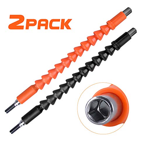 Oziral 2 Pack Enhanced Version Flexible Drill Bit Extension, 11.8 Inch Flexible Shaft Extension Bits, 1/4'' Hex Shank Magnetic Screwdriver Bit Holder Connect Adapter, Flex Drive Quick Connect