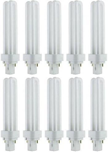 Pack of 10 PLD 18W G24D-2 841, 18 Watt Double U-Shaped Twin Tube, 2 Pin Compact Fluorescent Light Bulb