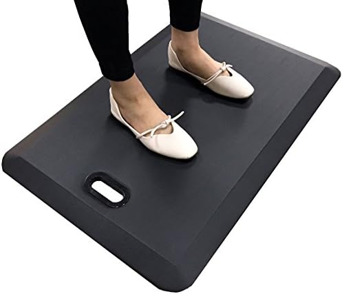 Licloud Comfort Anti Fatigue Mat Ergonomically Engineered Perfect for Kitchens and Standing Desks (20" x 30" x 3/4", Black(with handle))