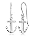 925 Sterling Silver Anchor Navy Sailor Ship Symbol Dangle Hook Earrings 1.1