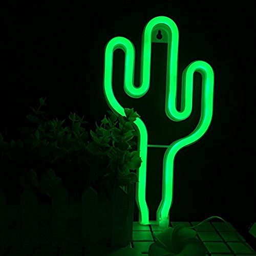 AIZESI Neon Light, Cactus Neon Lamps,Cactus Signs Marquee Battery Or USB Operated Table Led Ligths Wall Decoration for Girls Bedroom,Living Room, Christmas,Party as Kids Gift(Green Cactus)