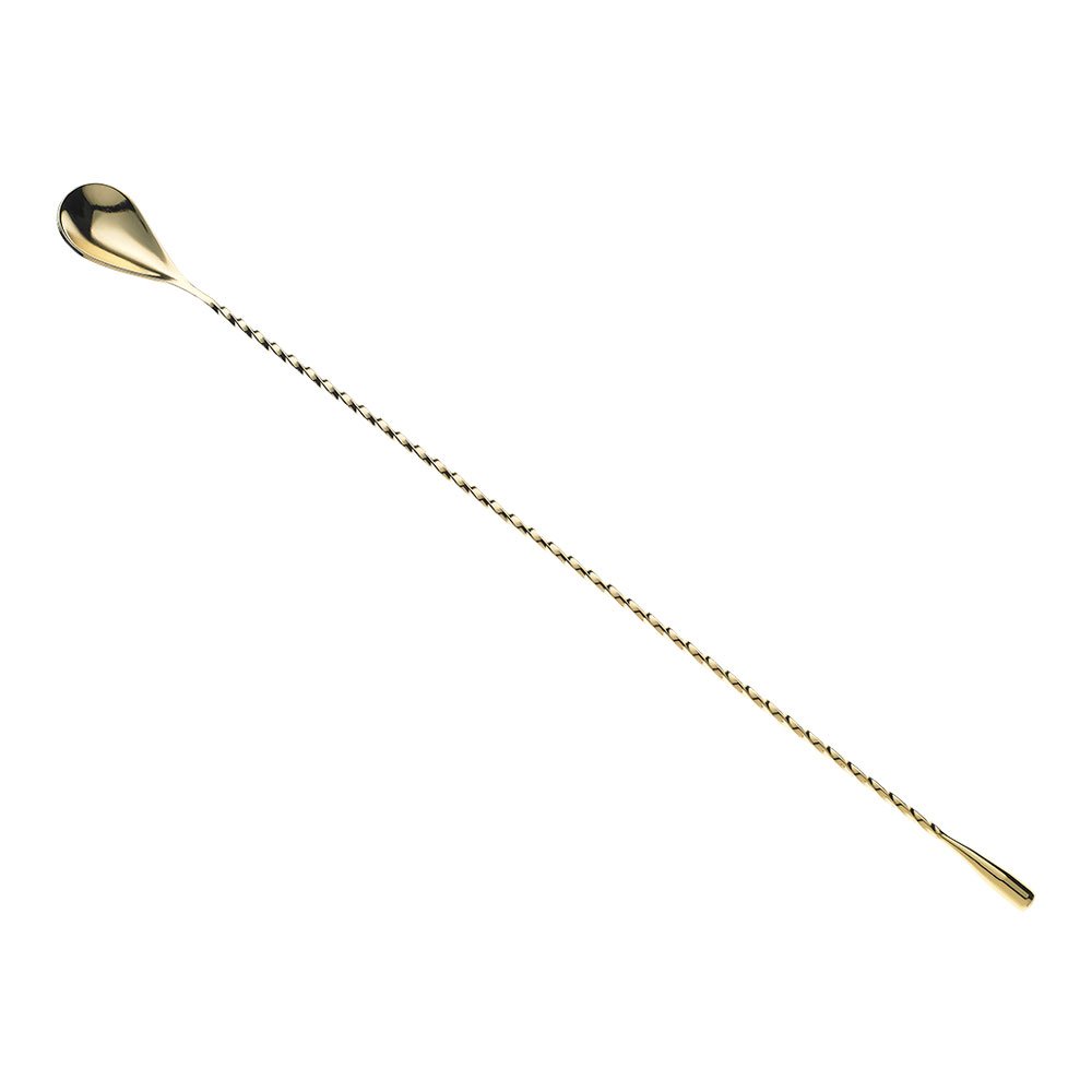 Barfly Bar Spoon with Teardrop End, Stainless Steel, Gold, 39.878 x 2.54 x 1.27 cm