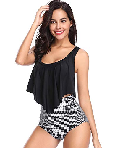 MITALOO Swimsuit Two Pieces Women Bathing Suits, Black, Size Medium (US 4-6) - Thumbnail 5