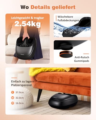 KNQZE Foot Massager, Electric Foot Massager with Heat Function, Deep Net Shiatsu Foot Massage for Plantar Fasciitis & Neuropathy, Gifts for Mum, Women, Men, Up to Shoe Size 47