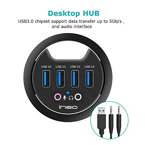 in Desk USB 3.0 Hub with Audio Jack THC06IV (4X USB Type A Ports
