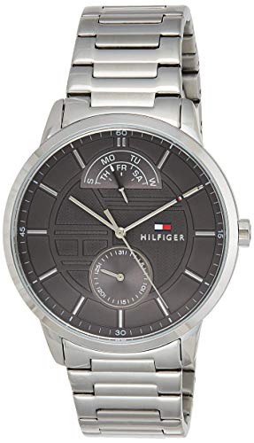 Reloj de cuarzo Tommy Hilfiger para hombre con correa de acero inoxidable, plateado, 22 (modelo: 1791608)