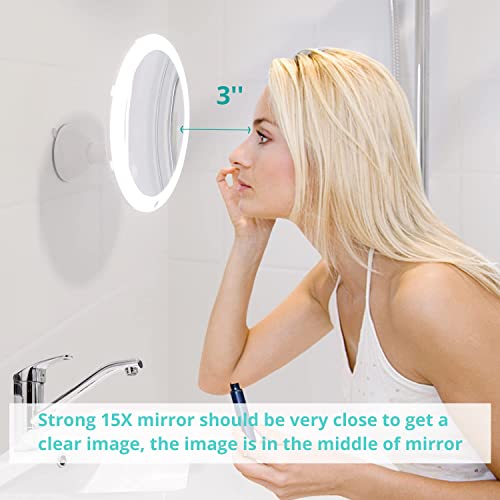Fabuday 15X Lighted Magnifying Mirror with Lights Large 8 Inch Makeup