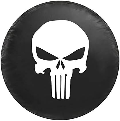Spare Tire Cover – Must-Have Car Accessories for Your SUV, Jeep, RV, Trailer, Truck – Fit Most Wheel Sizes by Kankesh (L(16 INCH), Skull)