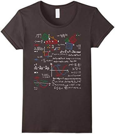 Womens Math T-Shirt Teacher Formulas Cheat Sheet Cool Geek Nerd Tee Medium Asphalt