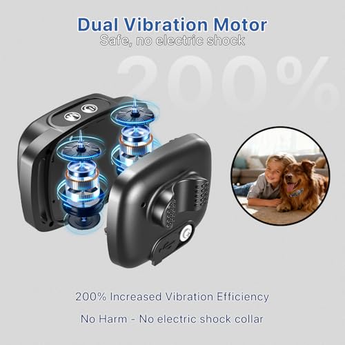 Bark Collar Smart Collar for Dog Training(No Shock),Automatic Anti Barking Collars with 6 Sensitivity,3 Adjustable Modes Beep and Vibration,IP67 Waterproof Rechargeable for Small Medium Large Dogs