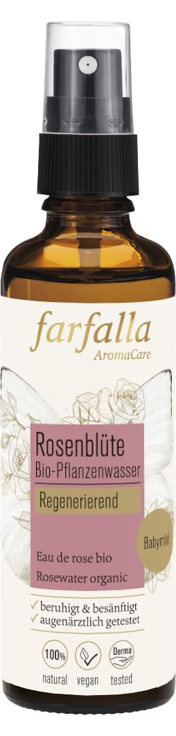 farfalla rose water - 100% pure rose hydrolate - regenerating, 75ml, transparent