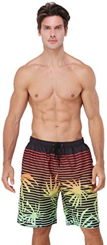 youvimi Men Quick Dry Stripe Swim Trunks Mesh Lining Beach Shorts