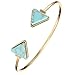 Susenstone Retro Stylish Open Bangle Triangle Marble Turquoise Stone Cuff Bracelet (Blue)