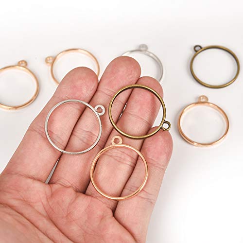 OBSEDE Round Open Bezel Pendants Charms Resin Molds for Jewelry Findings Pressed Flower Frame Hollow Trays 25mm 30pcs