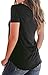 Women Short Sleeve Criss Cross Neck Casual Tops T-Shirt Black L
