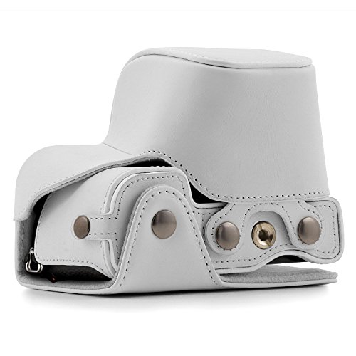 MegaGear Sony Alpha A6300, A6000 (16-50 mm) Ever Ready Leather Camera Case with Strap - White - MG864