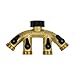 Gilmour Heavy Duty Metal 4 Way Garden Hose Splitter, Quad Water Hose Splitter with Shut Off Valve, Brass Water Manifold