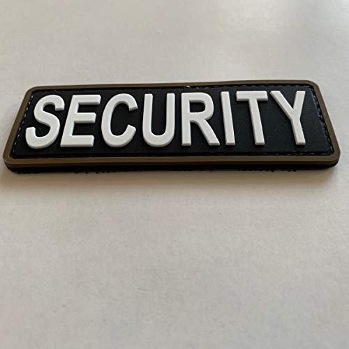 uuKen Small Security Tab Black and White Tactical PVC Morale Patch 4x1.4 inches with Hook Fastener Back for Jacket or Enforcement Plate Carrier or Tactical Vest and Uniforms