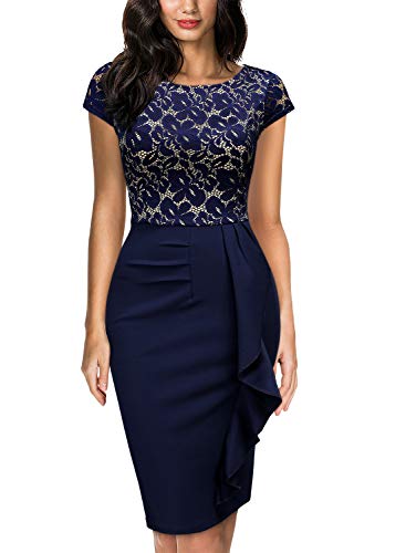 Miusol Women's Floral Lace Ruffle Slim Cocktail Party - Want It All