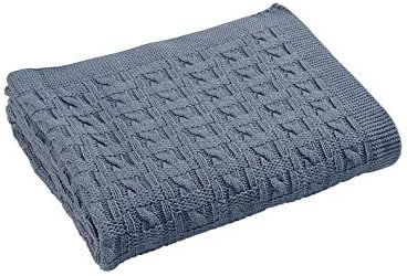 Aztocratic Cencah Knitted Throw Collection: Cotton Knitted 50 x 70 Inch Throw, Premium Knit Crochet Sweater Texture, Stylish Look Throw for Sofa/Bed or Couch, Soft and Cozy Feel Throw (Dark Grey)