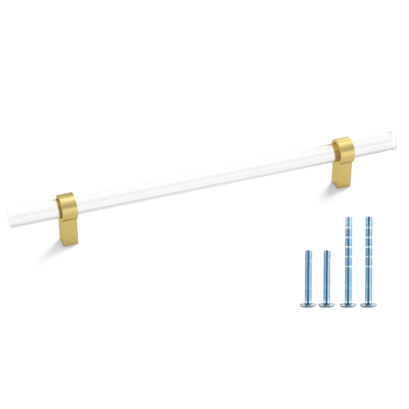 Peaha 10 Pack Acrylic Drawer Pulls Brushed Brass