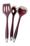 Silicone Kitchen Utensils: Food Grade Silicone 3 Piece Red Kitchen Tools Set Non-stick Non-toxic,