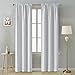Deconovo Thermal Insulated Curtains Rod Pocket Blackout Curtain Panel 38 Inch by 84 Inch Greyish White White Set of 2