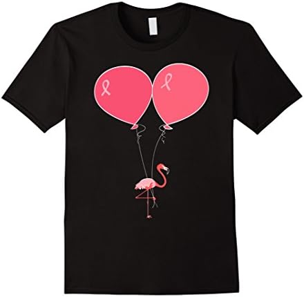 Mens Pink Flamingo with Balloons Breast Cancer Awareness T-Shirt 3XL Black