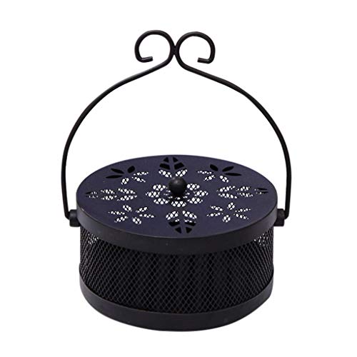 DIGOOD Mosquito Coil Holder Retro Portable Mosquito Incense Burner for Home and Garden (Black)
