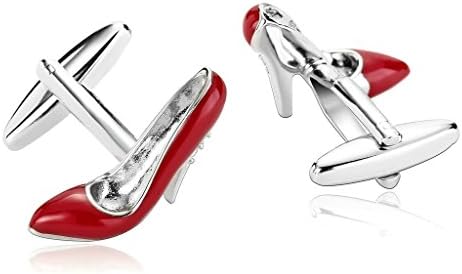 AnaZoz Jewelry Stainless Steel Mens 1 Pair Cufflinks Cutout High Heel Pageant Shoes Red Men's Cuff Links