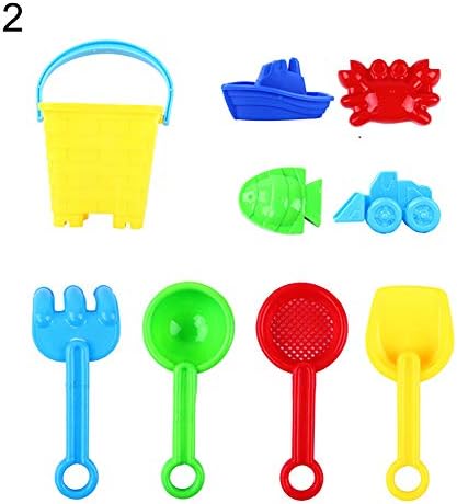 tyrrdtrd Sand Beach Castle Bucket Set for Kids, Spade Shovel Sandbox Rake Water Tools Set 9pcs