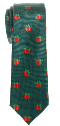 Retreez Christmas Gift Graphic Woven Microfiber Skinny Tie - Green, Christmas Gift