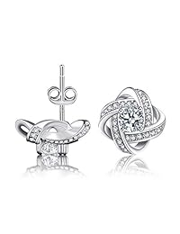 Womens Stud arete, plata de ley 925 Gemini Earring Set regalo para la madre esposa novia