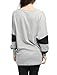 Allegra K Women's Contrast Color Round Neck Draped Long Sleeve Batwing Dolman Tunic Tops Medium Light Gray