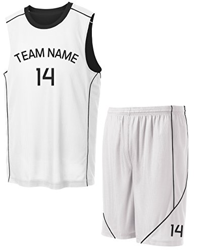 KAMAL OHAVA Custom Premium Reversible Basketball Uniform - 2 Side Print, Black/White, S