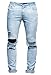 Men’s Skinny Ripped Washed Jeans Destroyed Knee Holes Denim Broken Light Blue Pants (32)