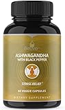Ashwagandha Capsules for Women and Men: Stress & Anxiety Relief, Adrenal Support, Thyroid Support, Testosterone Booster, Vegetarian Friendly Organic Pills - 60 Veggie Caps