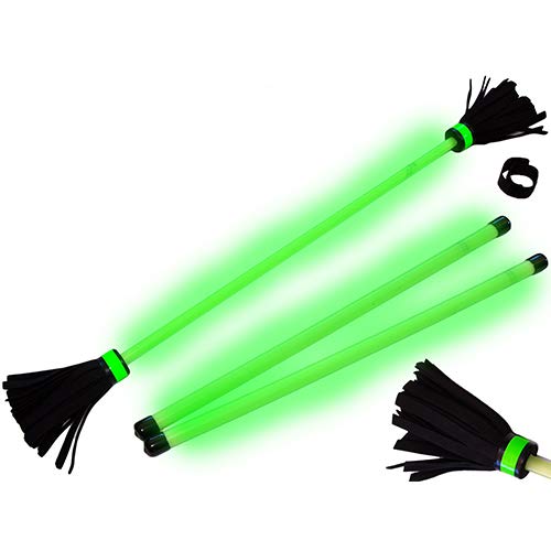 Flames 'N Games MOONSHINE (Glow In The Dark) Flowerstick Set + Glow WOODEN Handsticks & Fastening Strap! Ideal Flower stick Set for Beginners & Pro's!